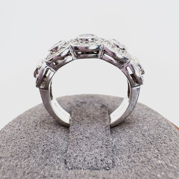 VTG Ritani Solid Sterling Silver 925 CZ Halo Tapered Band Ring Size 5 - Picture 2 of 11